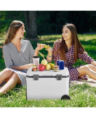 45 QT Wheeled Portable Cooler with Ice Retention, Heavy-Duty Handles and Cup Holder, Insulated Hard Cooler for Long Trips