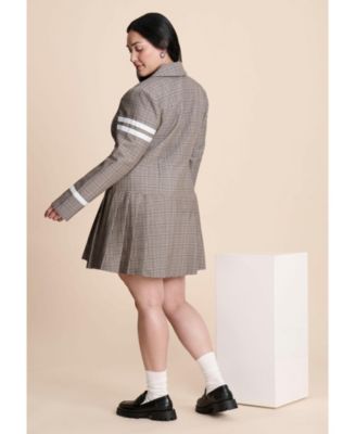 Women's Pleated Plaid Mini Dress