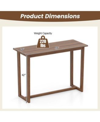 59 Inch Outdoor Bar Table with Slatted Top