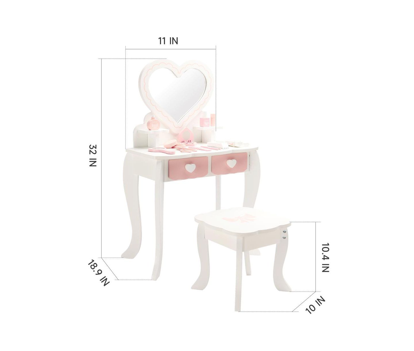 Детские игрушки Bruce & Shark Princess 2-in-1 5-Piece Vanity Set, Ages 3+, цвет: Белый — фото 8