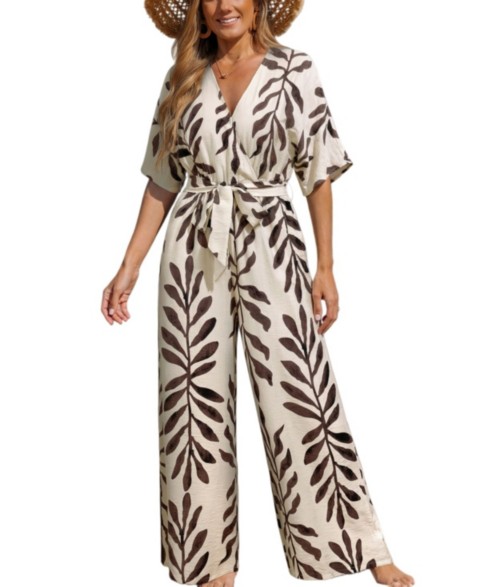 Женские Cupshe Women's Floral Print V-Necktie Front Jumpsuit