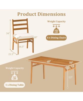 4-Piece Patio Wooden Dining Chairs with Padded Seats
