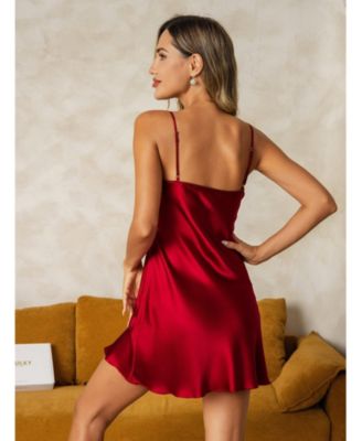 Women's Pure Silk Adjustable Spaghetti Strap Nightgown Slip Dress