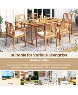 Set of 2 Outdoor Patio Dining Chairs with Padded Cushions