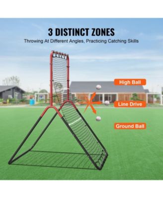 Baseball/Softball Rebounder Net, 3' x 4.5', 3-Way Pitchback Trainer, Fielding & Throwing Practice