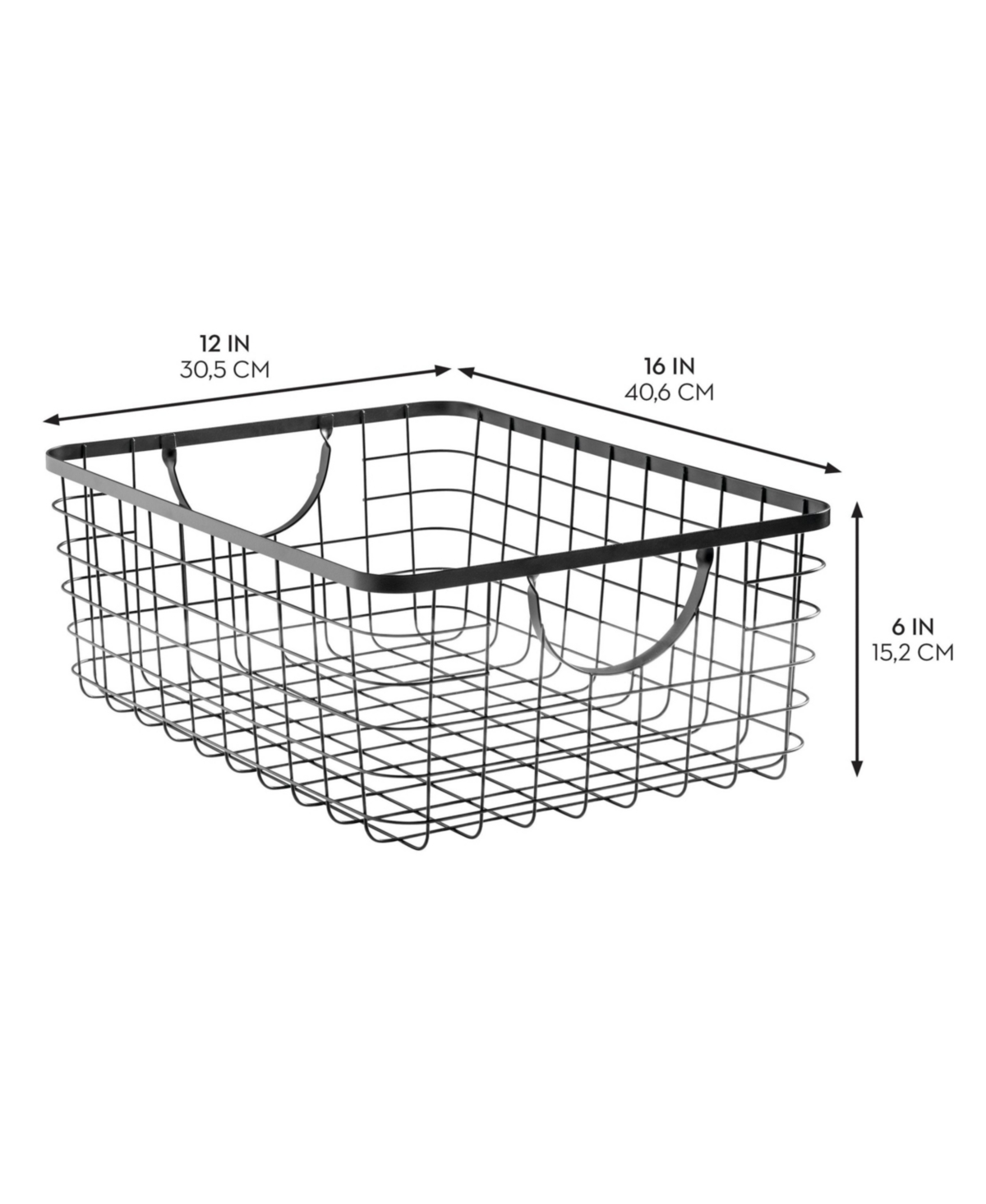 mDesign Metal Pantry Basket with Handles for Kitchen