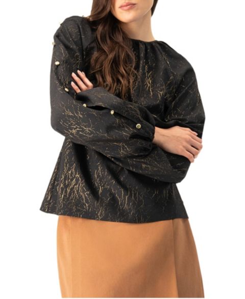 Женская блузка Ivonne Long Sleeve V-Neck, цвет: Чёрный