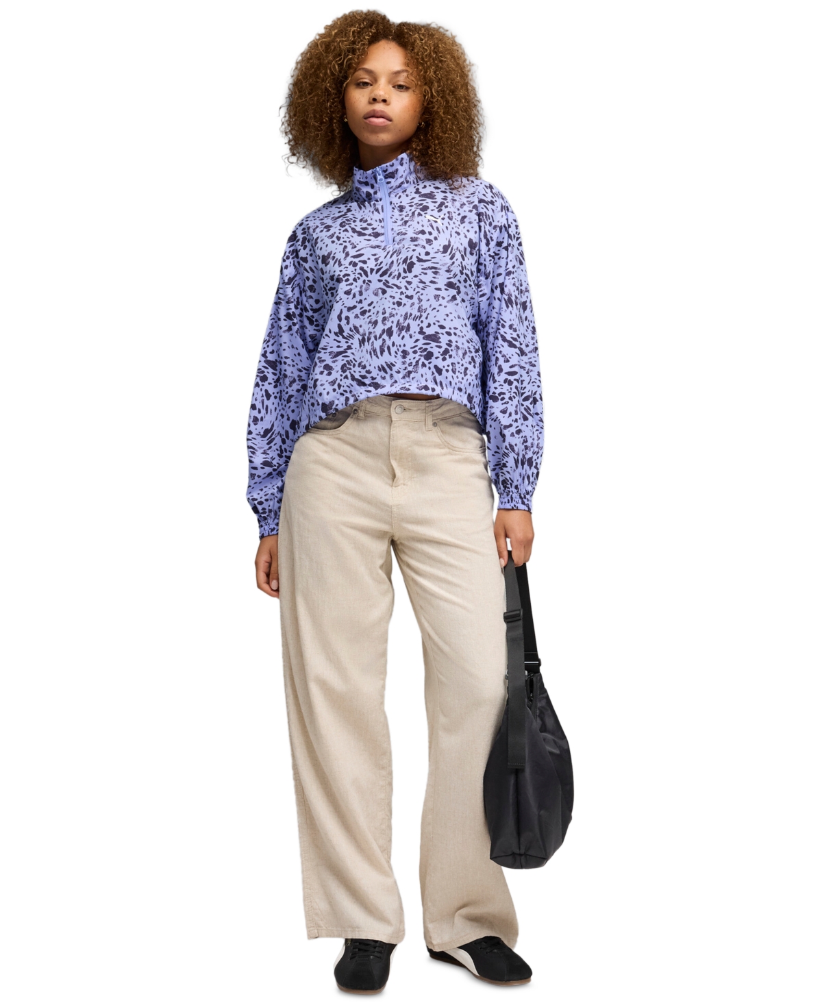 Puma Women's Ess Graphic Animal Relaxed Woven Half-Zip Jacket