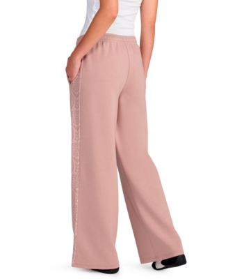 Women's Lace Detail Wide Leg Mid Rise Pants