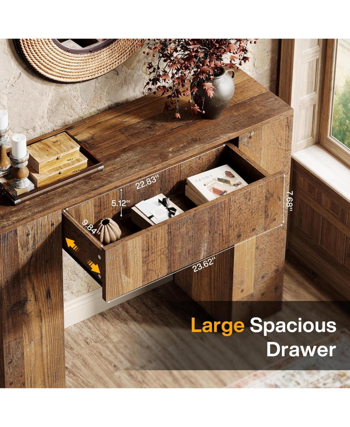 Tribesigns 39" Wooden Farmhouse Console Table with Drawer for Entryway, Living Room, or Hallway