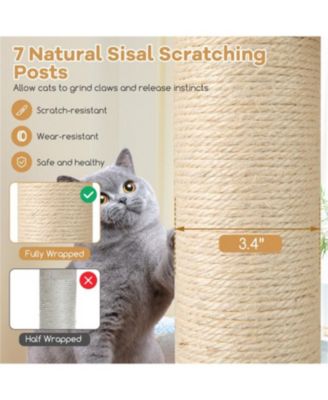 60" Tall Cat Tree with 2-Story Condo and Scratching Posts in Natural