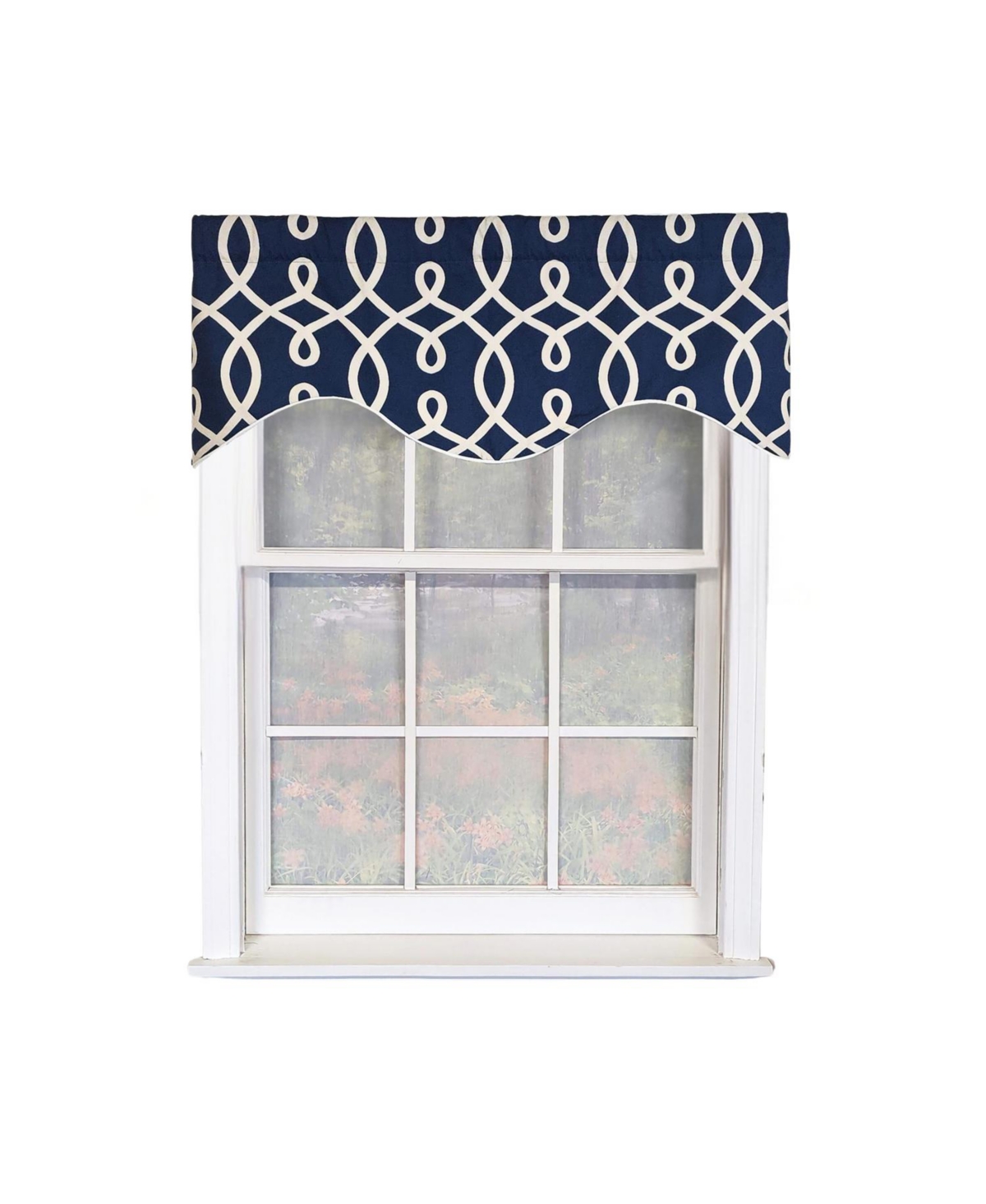 Rlf Home Oblique Cornice 100% Cotton Rod Pocket Lined Window Valance 50" x 17" Navy