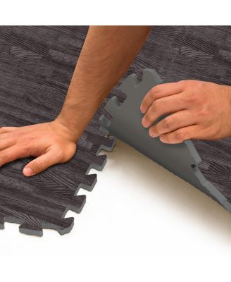 Thick 3/8-inch Wood Grain Floor Foam Tile Mats (16 Tiles,16 Sq ft) - for Home, Office, Playroom, Basement, and More