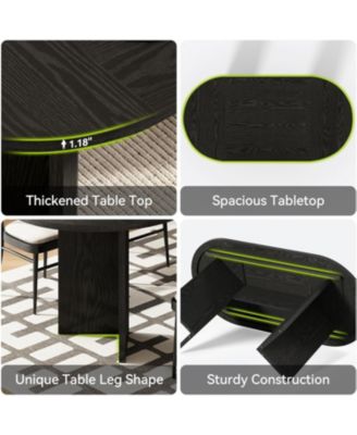 63" Oval Farmhouse Dining Table for 4-6, MDF Kitchen Table