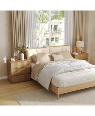 Fluted Nightstand, Side Table with 3 Drawers, Farmhouse Bedside Table, Wood Nightstand, Small Bedroom Dresser, Rustic Wood End Table