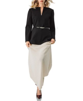 Women's Straight Blouse with Back Zipper