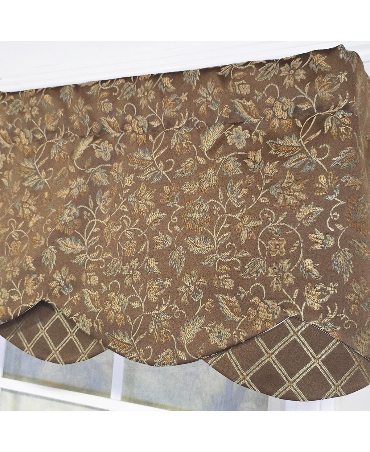 Rlf Home Chopin Petticoat 100% Cotton Rod Pocket Lined Window Valance 50" x 15" Brown