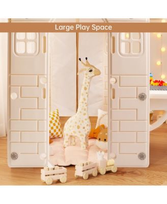 Foldable Kids Playhouse with Lights, Blocks & Open Design