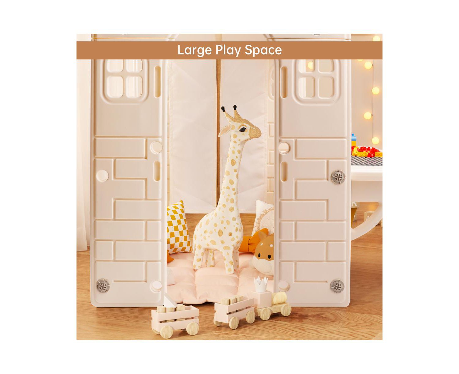 Foldable Lighted Kids' Playhouse with Building Blocks