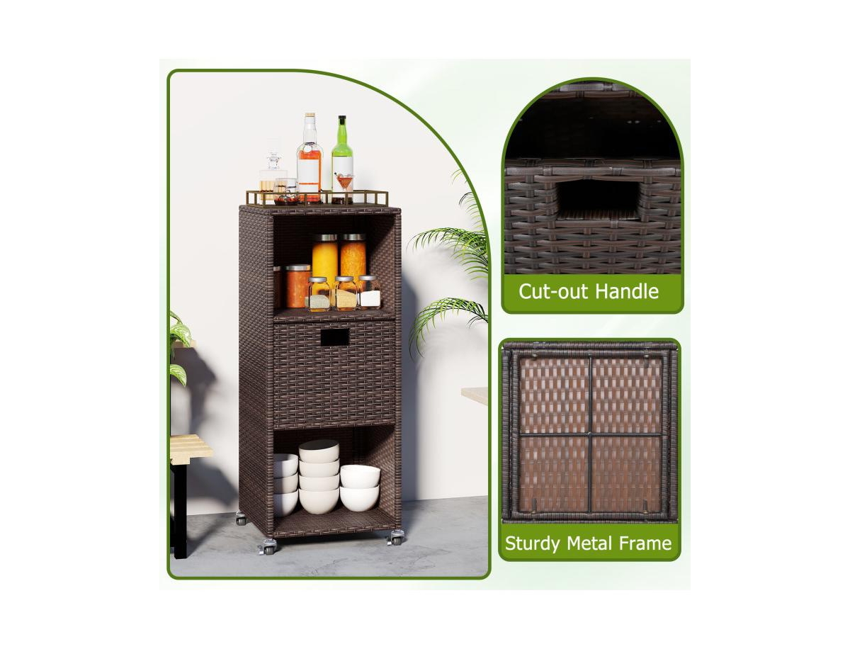 Slickblue Outdoor Patio Storage Cabinet with Drawer and 3 Shelf Design