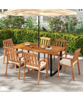 Acacia Wood Dining Table for 6 People Wooden Rectangular Table