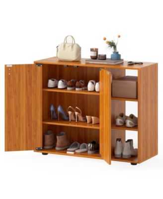 Entryway 3-Tier Shoe Storage Cabinet with Doors and Shelves