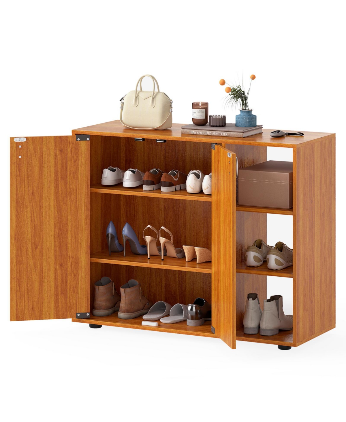 Slickblue Entryway 3-Tier Shoe Storage Cabinet with Doors and Shelves