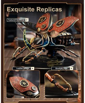 3D Puzzles for Adults Electric Insect Metal Model Building Kit Desk Toys Hobby Kit for Adults Gift for Teens Rhinoceros Beetle Red