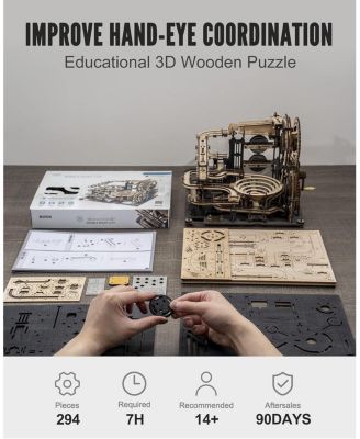 3D Wooden Puzzles for Adults Marble Run Model Building Kit Marble Night City Wooden Puzzles Building Toy, Desk Decor Creative Birthday Gifts