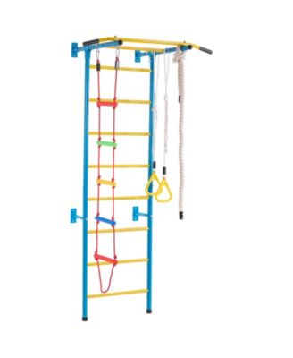5-in-1 Indoor Jungle Gym, Swedish Ladder Set w/ Pull-Up Bar, Rope Ladder & Rings, 220-Lb Capacity