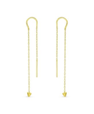 Minimalist Tiny Arrow Chain Threader Earrings 14K Gold Plated Sterling Silver