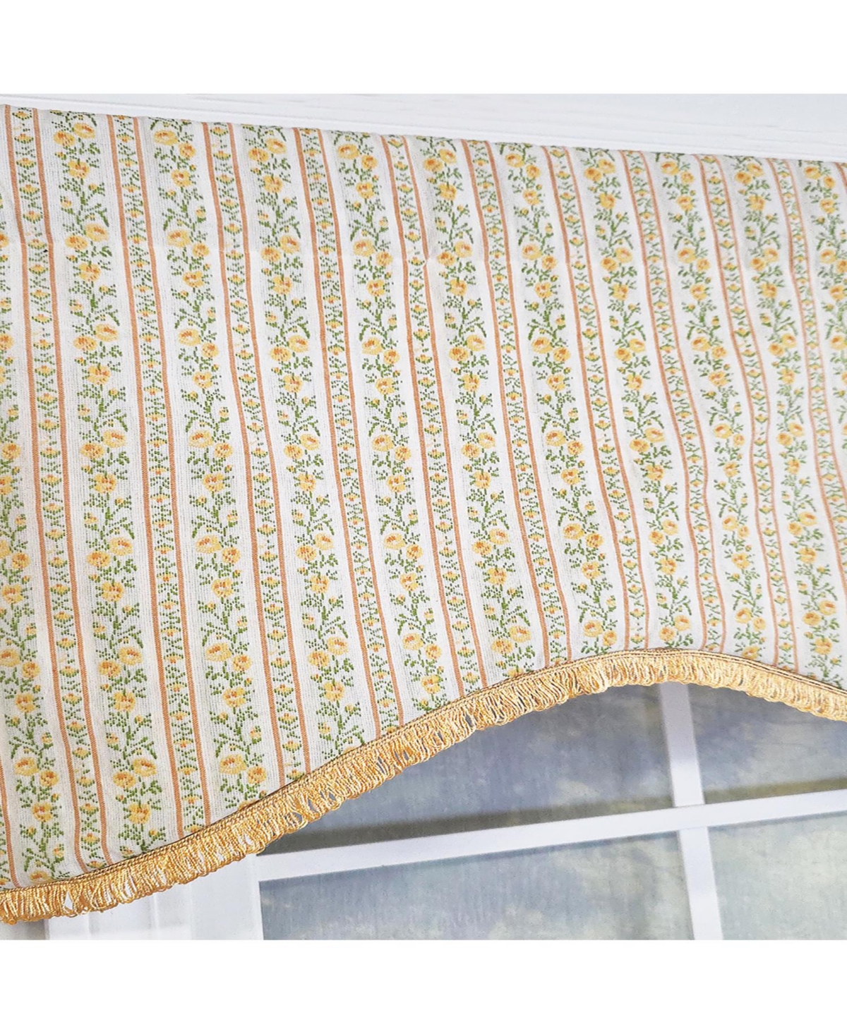 Rlf Home Rosalinda Cornice 100% Cotton Rod Pocket Lined Window Valance 50" x 17" Yellow