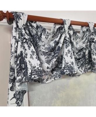 Baroque 3-S Victory 100% Cotton Tab Top Swag Window Curtain 54" x 25" Black