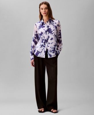 Women's Printed Relaxed Button-Down Shirt