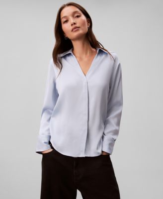 Women's Hammered Fitted Collared Shirt