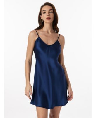 Women's Pure Silk Adjustable Spaghetti Strap Nightgown Slip Dress