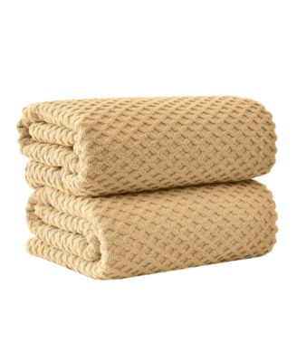 Cotton Diamond Waffle Texture 2-Piece Bath Sheet Set