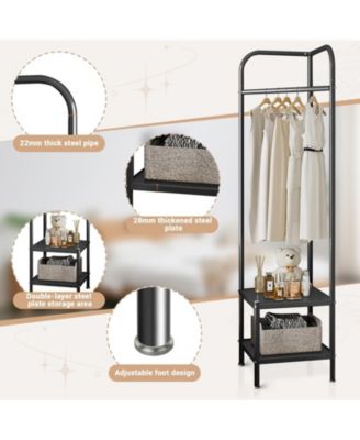 Entryway Corner Hall Tree Modern Entryway Coat Rack Metal Clothes Rack Freestanding Coat Organizer with Shelves Storage for Home Office Bedroom