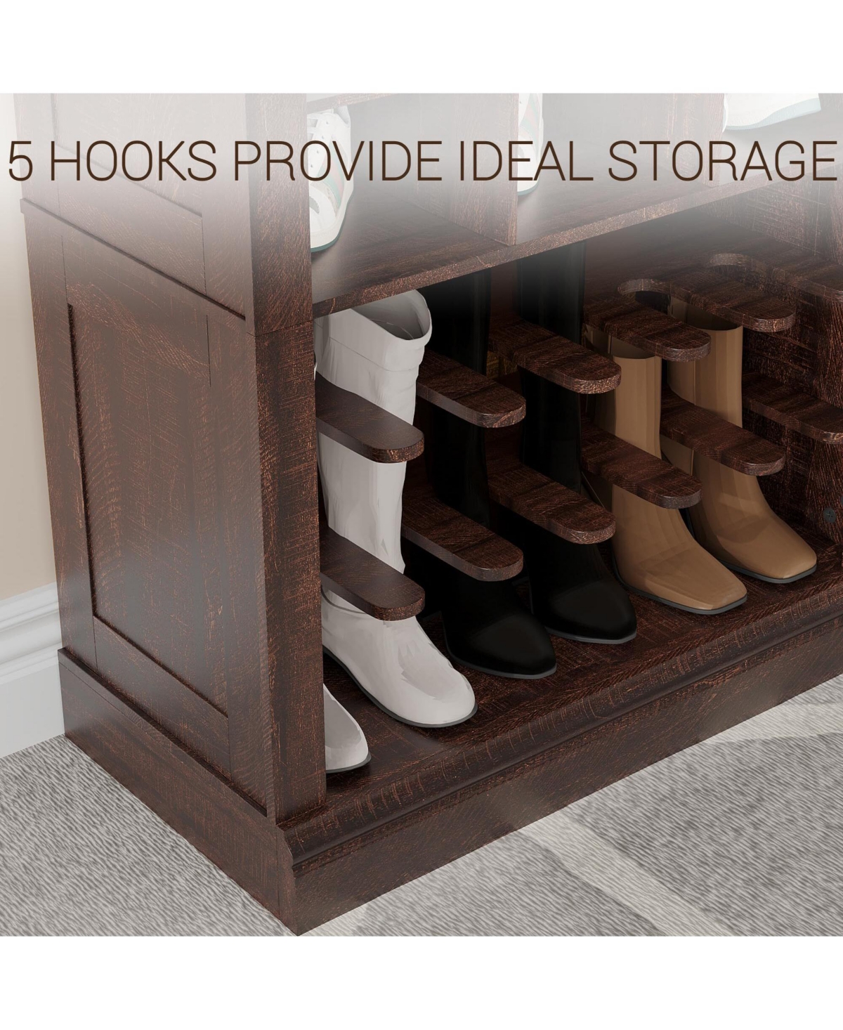 Gaomon 10-Tier Shoe Storage Cabinet, Tall Wooden Shoe Rack with 27 Cubbies, Freestanding Shoe Organizer for Entryway, Living Room