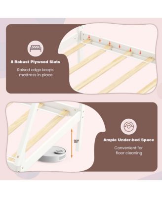 Twin Size Wooden House Bed with 2 Drawers Roof Storage for Boys & Girls