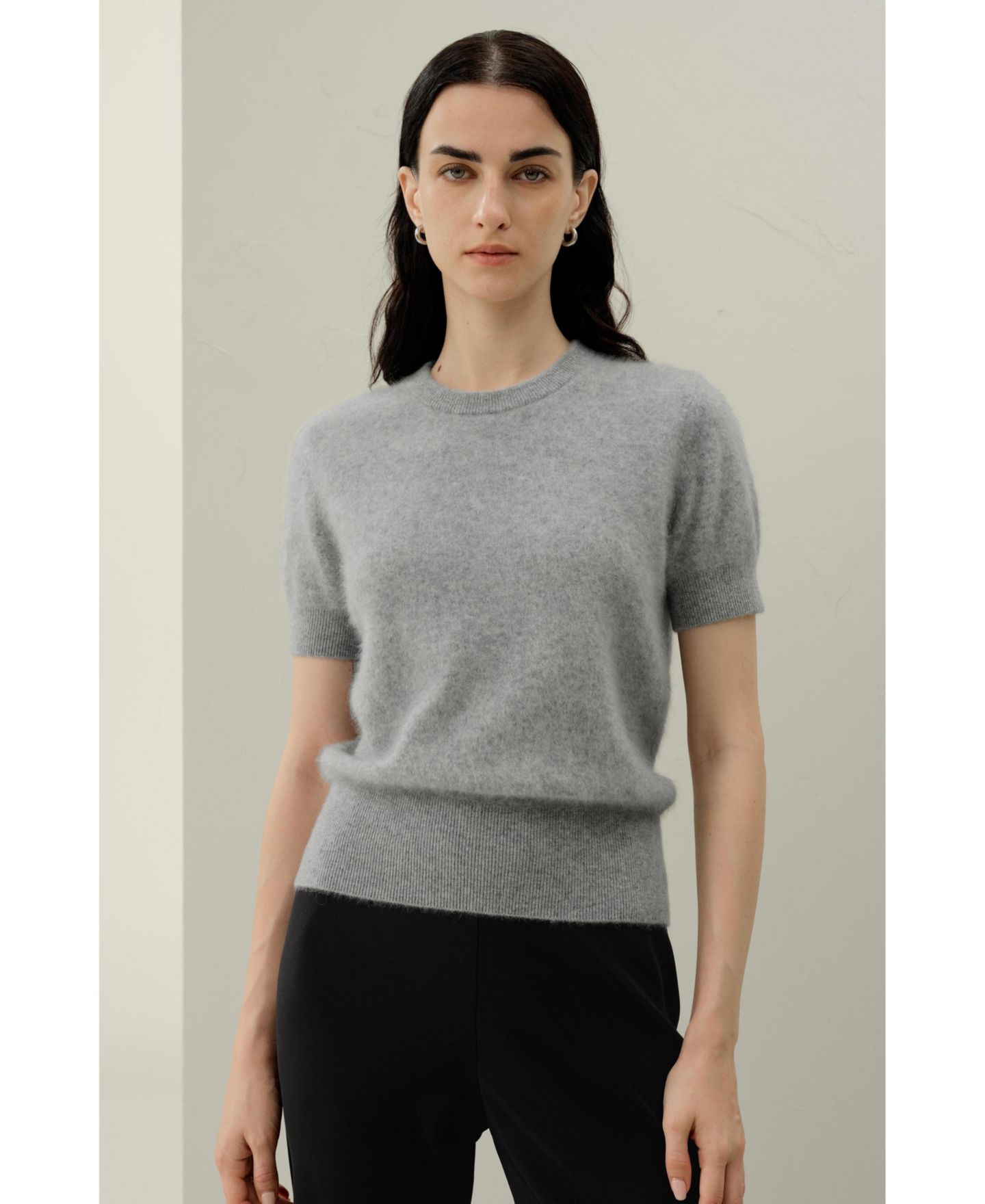 Женский свитер LILYSILK Brushed Cashmere Short-Sleeve Sweater, цвет: Foggy — фото 4