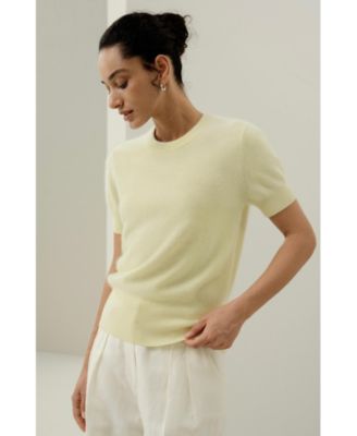 Women's Brushed Cashmere Short-Sleeve Sweater