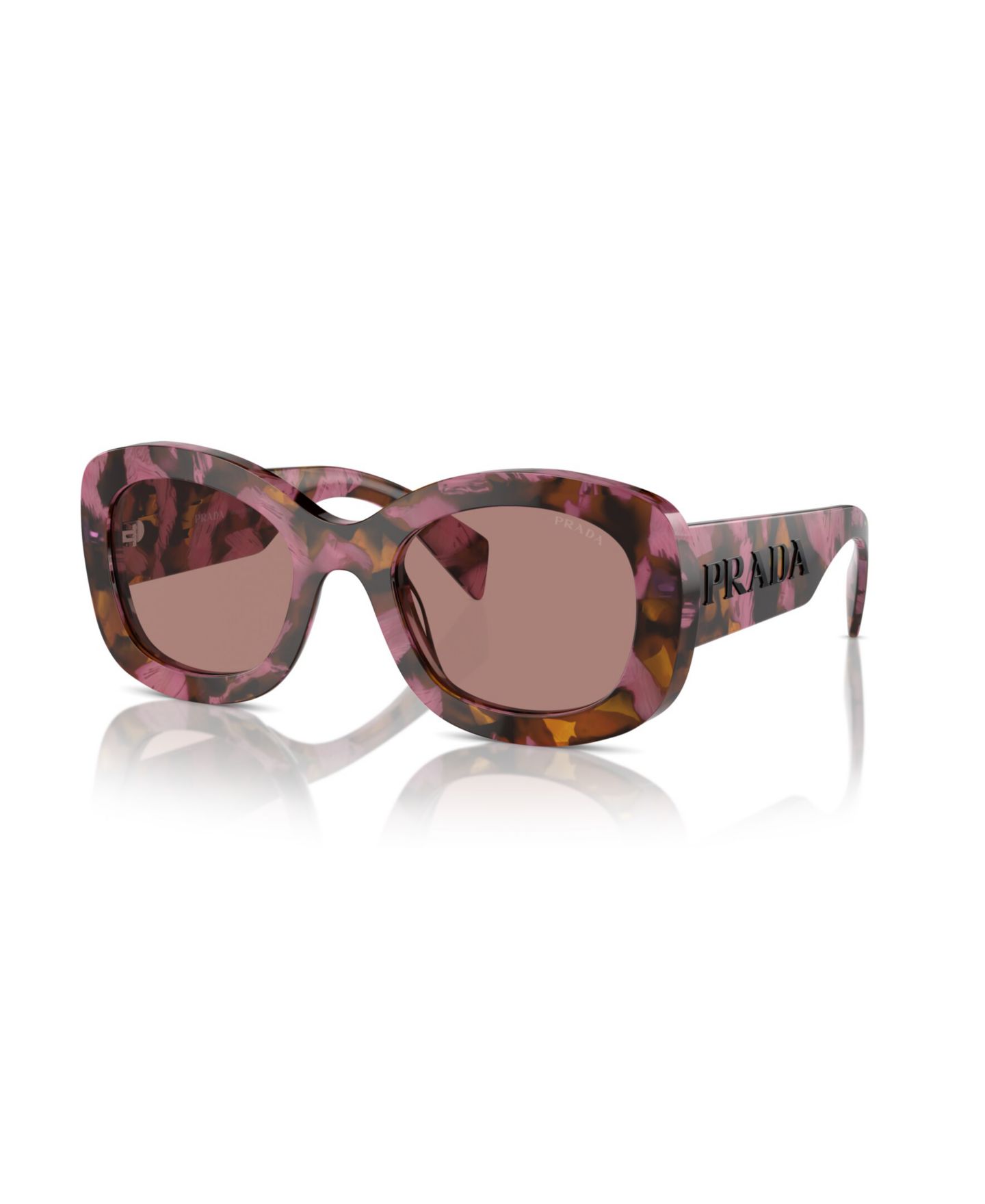Женские солнцезащитные очки PRADA Oval Sunglasses, PR A13S, цвет: Черепаховый коньячный — фото 1