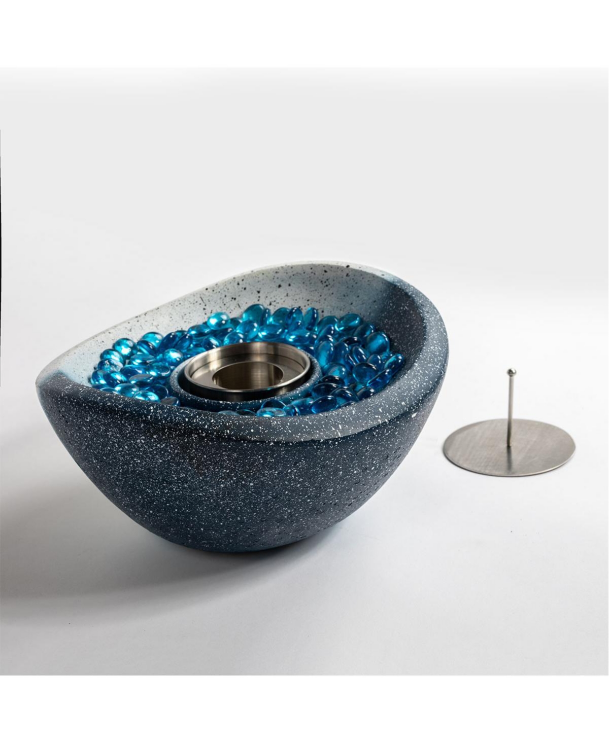 Flynama 11.42 in. x 5.91 in. Oval Ethanol Concrete Tabletop Fire Pit with Personal Fireplace Mini Fire Pit