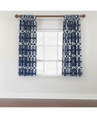 Oblique 100% Cotton Rod Pocket Window Curtain set of 2 Panels 100" x 63" Navy