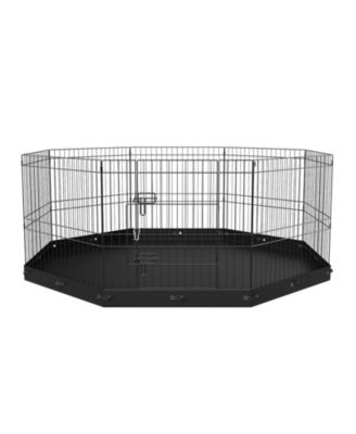 Dog Playpen, 8-Panel Foldable Metal Exercise Pen w/ Bottom Pad, 24 in H, Puppy Fence w/ Ground Stakes, Indoor/Outdoor