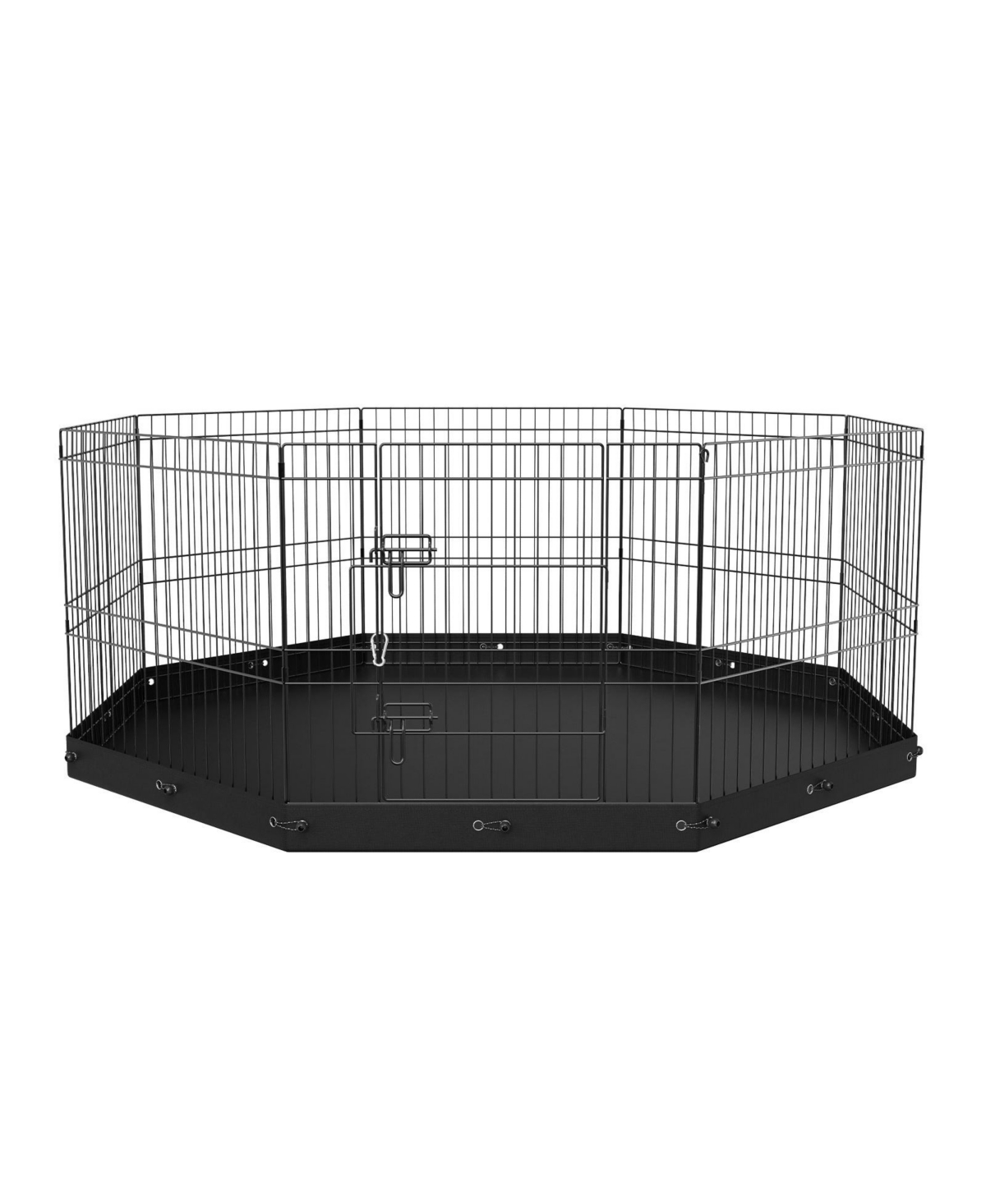 Dog Playpen, 8-Panel Foldable Metal Exercise Pen w/ Bottom Pad, 24 in H, Puppy Fence w/ Ground Stakes, Indoor/Outdoor