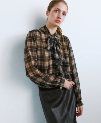 Women's Checked Frill Blouse