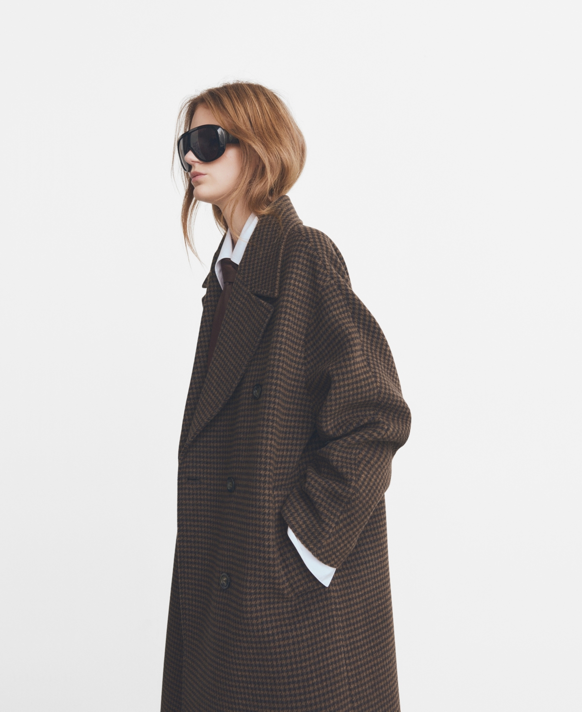 Mango Women's Wool-Blend Micro-Houndstooth Coat
