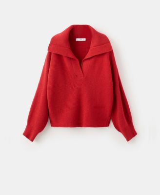 Women's Polo-Neck Ribbed Sweater